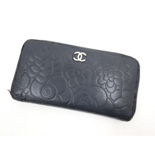 シャネル(CHANEL)の【CHANEL】シャネル ラウンドファスナー 長財布 カメリア ラムスキン ブラック A50932/md10862hm(財布)