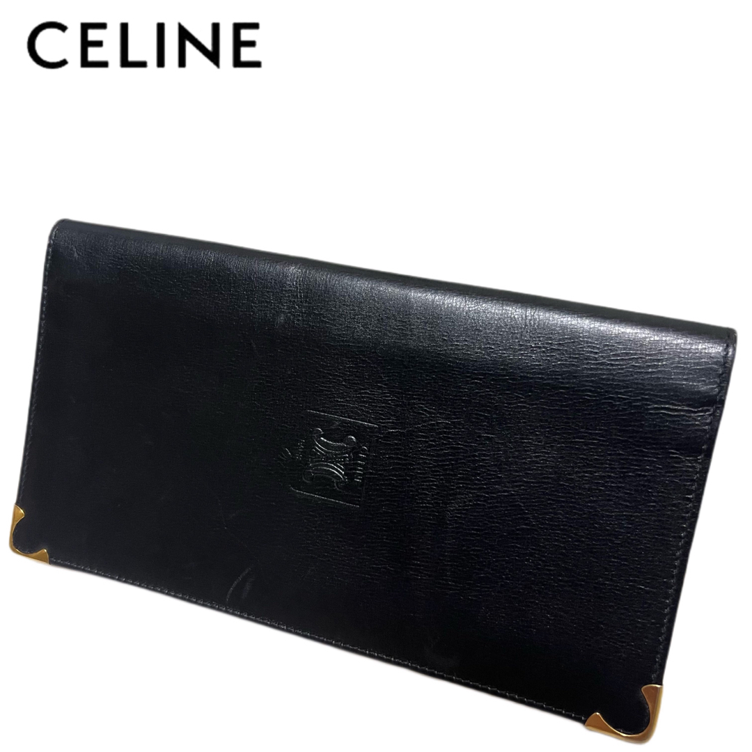 美品】CELINE セリーヌ 長財布 トリオンフロゴ 札入れ ブラック - 長財布