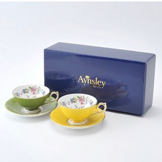 エインズレイ(Aynsley China)のAynslay ペアティーカップ ソーサー イエロー ミルグリーン(グラス/カップ)