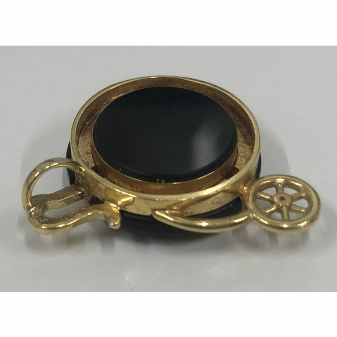 (1821) K18 オニキス ネックレストップ ダイヤモンド0.20ct レディースのアクセサリー(ネックレス)の商品写真