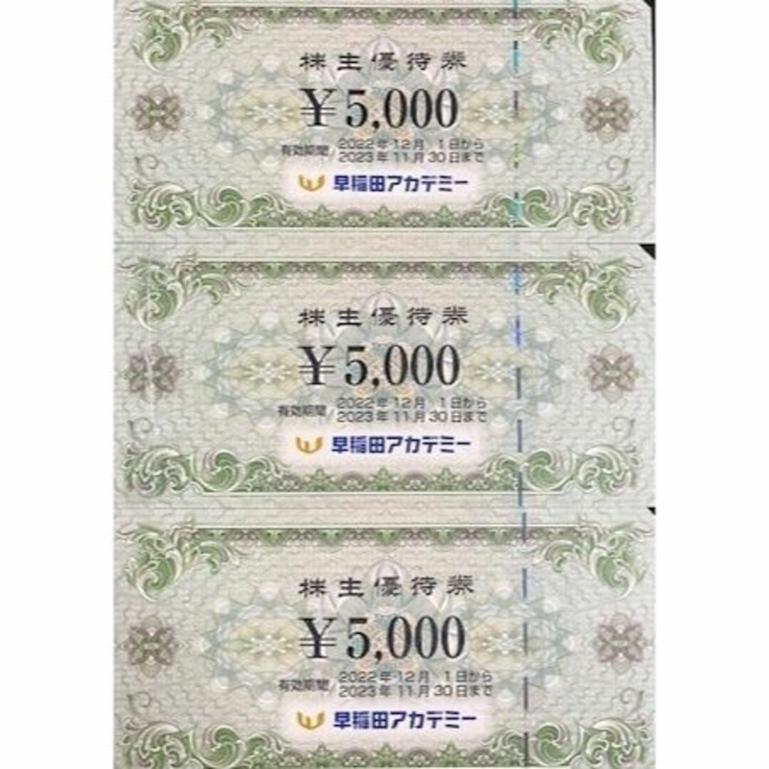 早稲田アカデミー 優待 15000円 5000円3枚 11-30 ラクマパック - その他