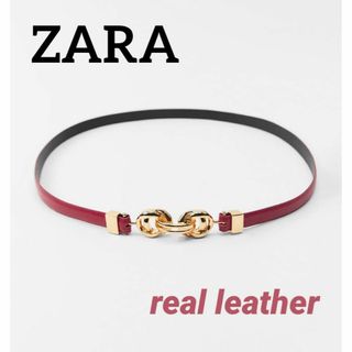 ザラ(ZARA)のZARA リアルレザーベルト レッド(ベルト)