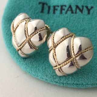 Tiffany ハートコンビピアス　美品　希少