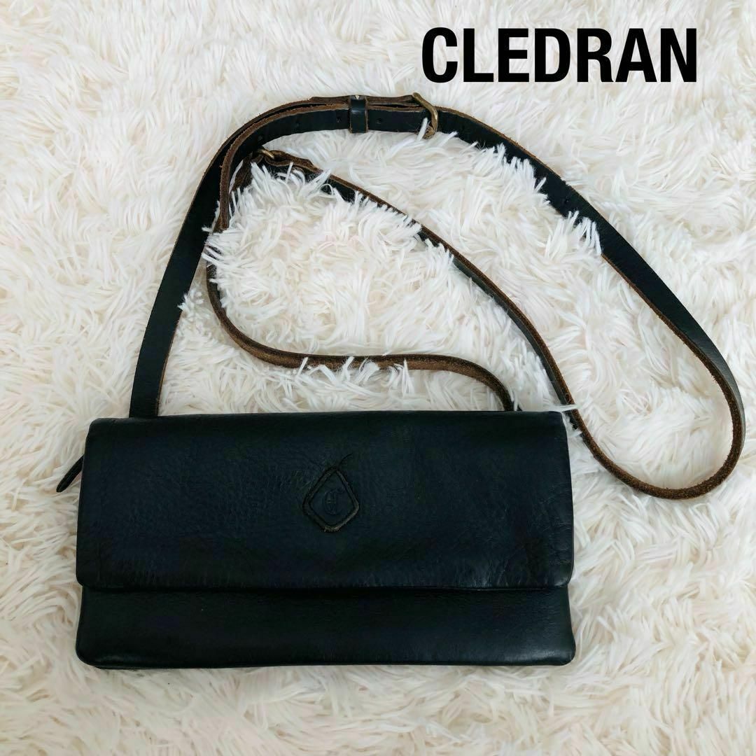 CLEDRANクレドラン　レザーショルダーバッグ　財布　ブラック黒　ミニ