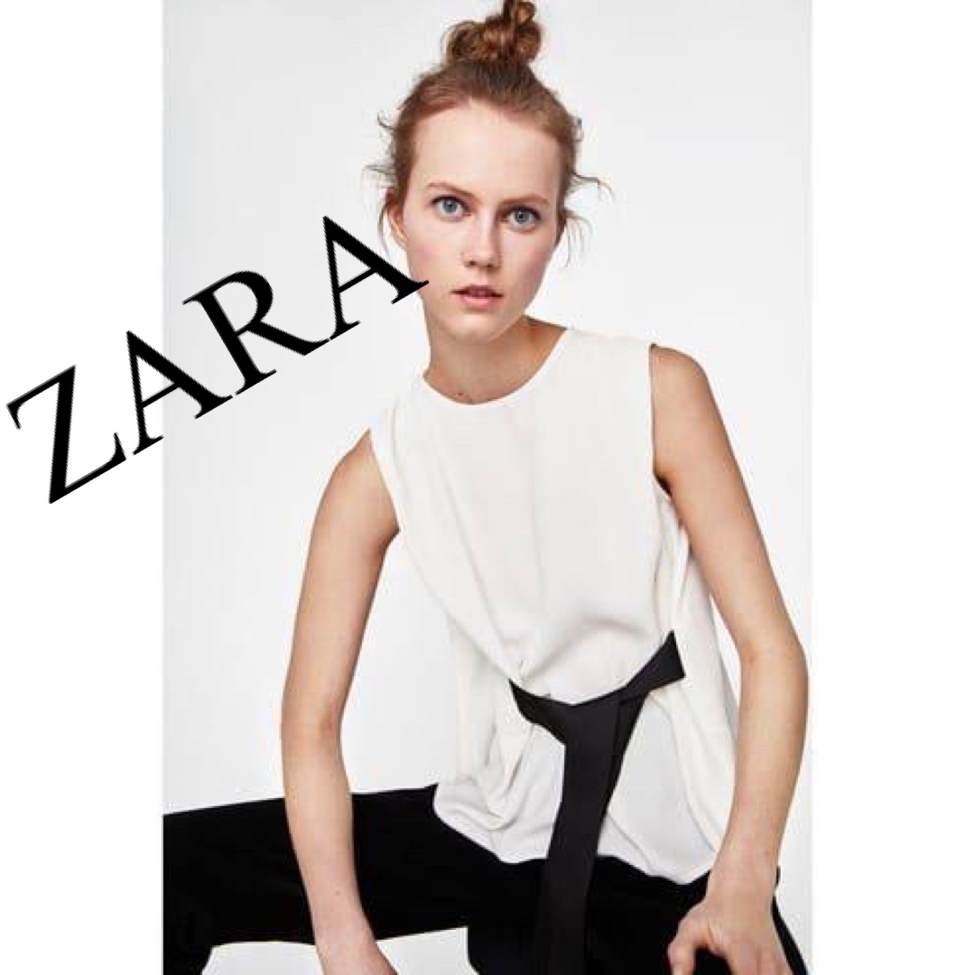 美品　ZARA ザラ　ノースリーブ　トップス　リボン　人気　完売　ブラウス