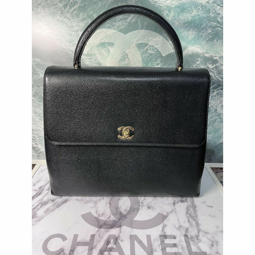 CHANEL - ☆正規超美品☆シャネル　キャビアスキン　ハンドバッグ　ターンロック　黒♪