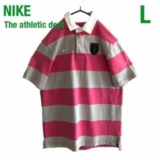 ナイキ(NIKE)のNIKEのポロシャツ　グレー×ピンクボーダー　ナイキ 　90'S　ラガーシャツ(ポロシャツ)