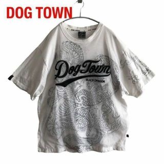 DOG TOWNドッグタウン　BLACK DRAGON　メッシュTシャツXL白