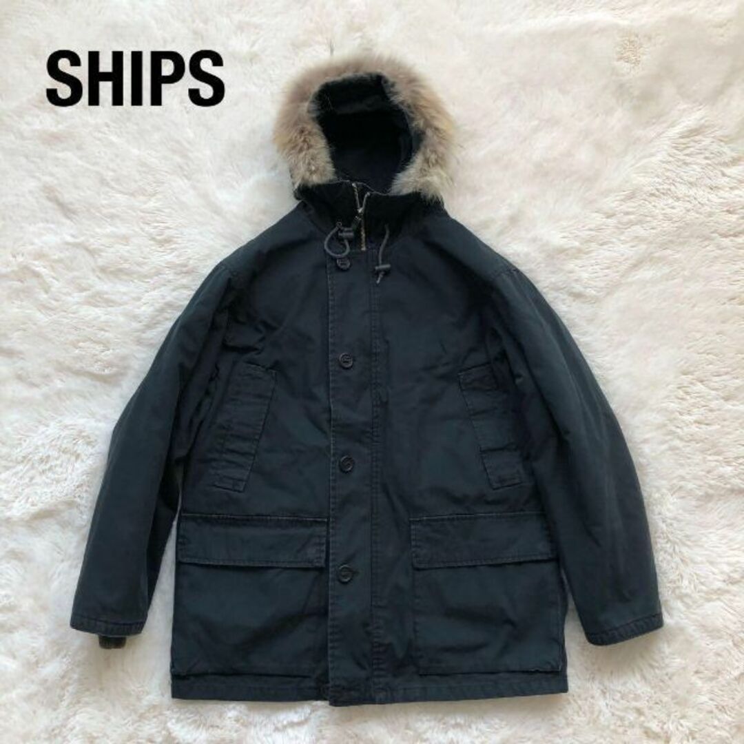 SHIPSシップス ミリタリージャケット ネイビー ライナーファー付き