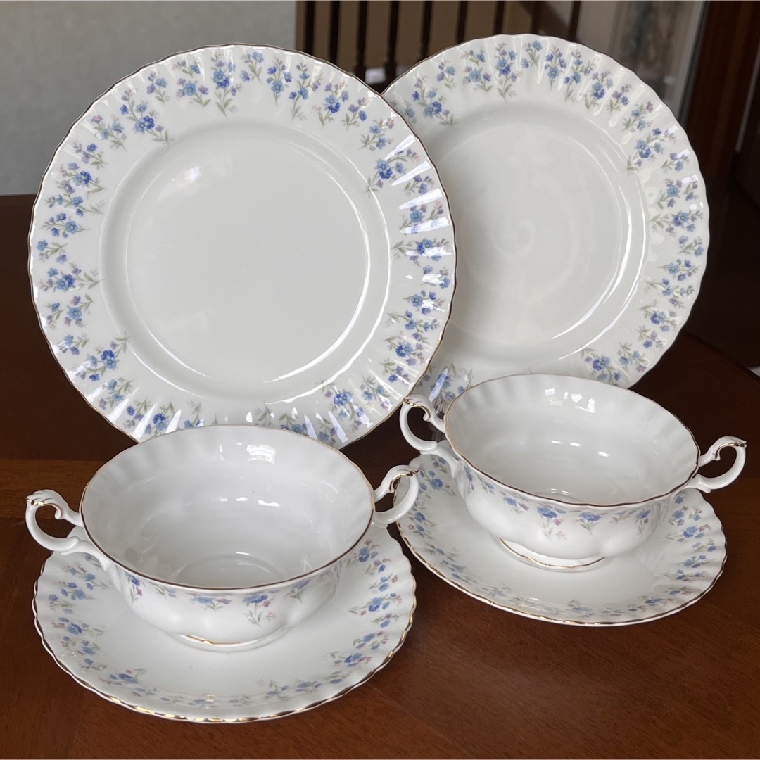 美品】ロイヤルアルバート☆勿忘草・メモリーレーン☆トリオ ペア www