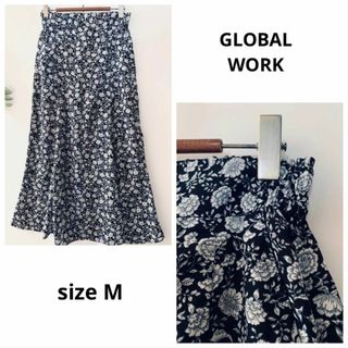 グローバルワーク(GLOBAL WORK)のGLOBAL WORK 花柄黒ロングスカート 春夏(ロングスカート)