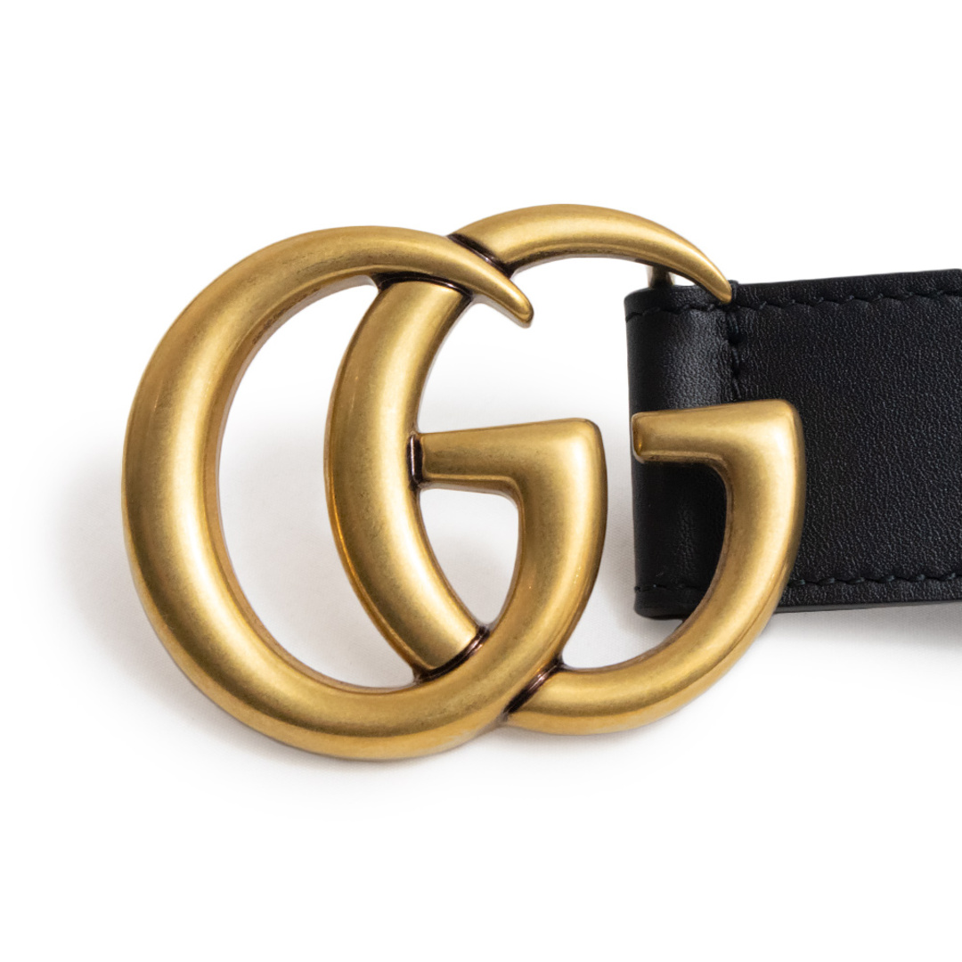 グッチ GGマーモント ダブルG バックル ベルト 90／36 レザー ブラック 黒 アンティークゴールド金具 414516  GUCCI（新品・未使用品）