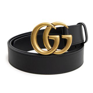 グッチ(Gucci)のグッチ GGマーモント ダブルG バックル ベルト 90／36 レザー ブラック 黒 アンティークゴールド金具 414516 GUCCI（新品・未使用品）(ベルト)