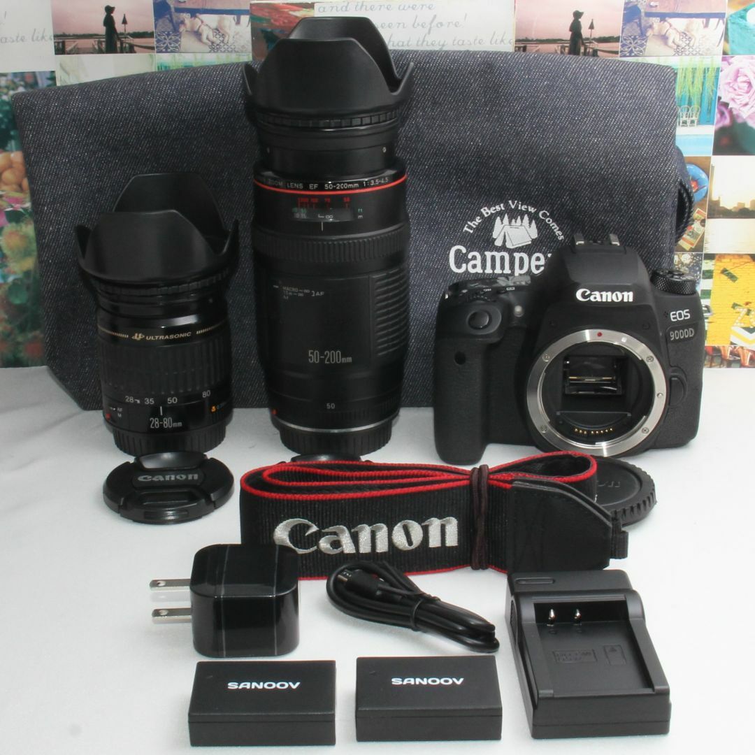 Canon(キヤノン)の❤️予備バッテリー付き❤️Canon EOS 9000D ダブルレンズセット❤️ スマホ/家電/カメラのカメラ(デジタル一眼)の商品写真