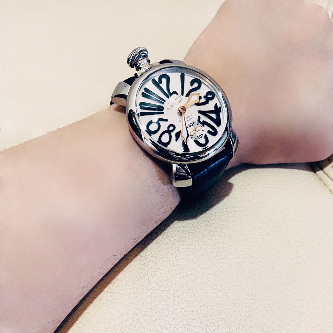 ガガミラノ マヌアーレ48mm ブラックベルト - 腕時計(アナログ)