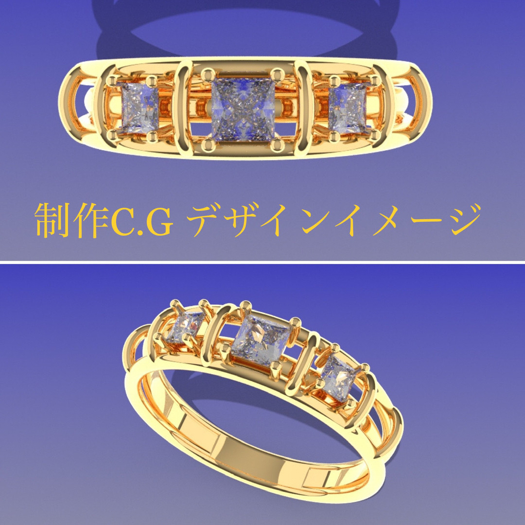 ✨プリンセスカット✨ ダイアモン ドリング K18 レディースのアクセサリー(リング(指輪))の商品写真