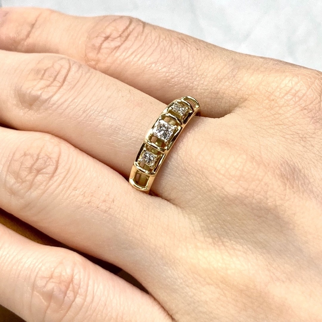 ✨プリンセスカット✨ ダイアモン ドリング K18 レディースのアクセサリー(リング(指輪))の商品写真