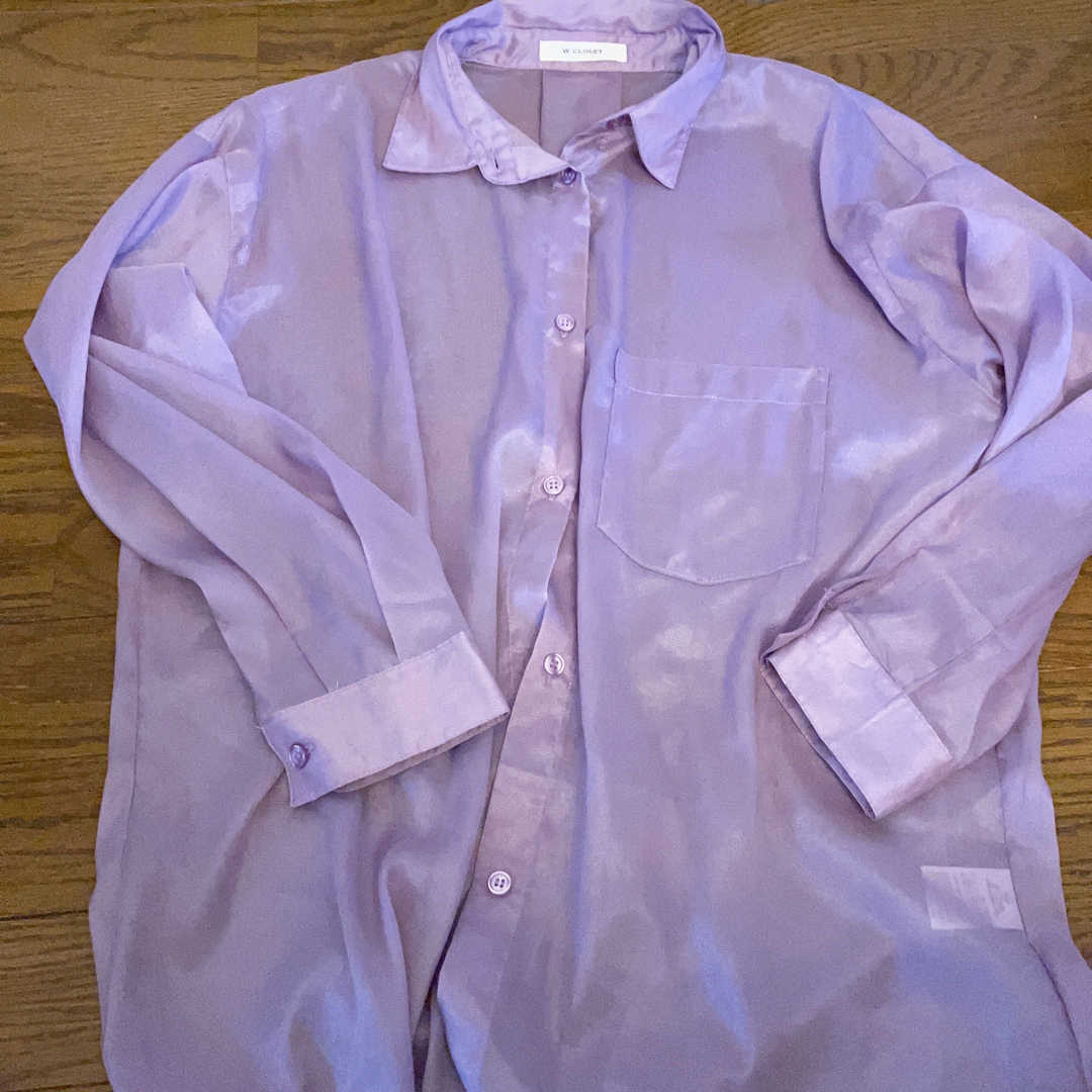 w closet - wcloset 透け感ブラウス パープル 新品未使用の通販 by