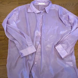 ダブルクローゼット(w closet)のwcloset 透け感ブラウス　パープル　新品未使用(シャツ/ブラウス(長袖/七分))