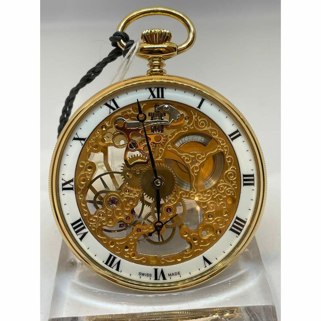 ステンレススチール金メッキ風防AEROWATCH（アエロウォッチ）スケルトン懐中時計