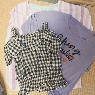 【美品!女児３点セット】ノーブランド 半袖 長袖 トップス 160 セット(Tシャツ/カットソー)