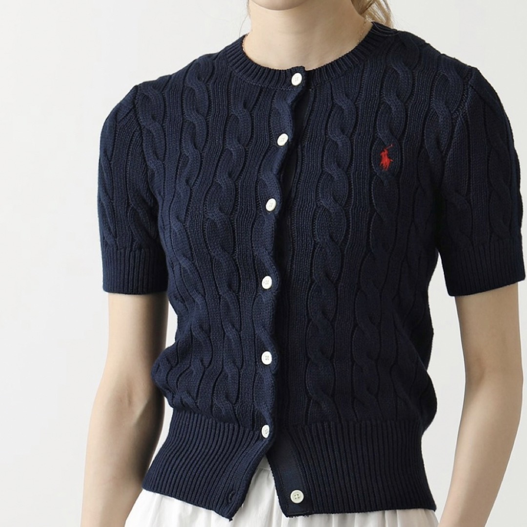 POLO RALPH LAUREN(ポロラルフローレン)のPOLO Ralph Lauren 半袖 ケーブルニット  カーディガン レディースのトップス(カーディガン)の商品写真