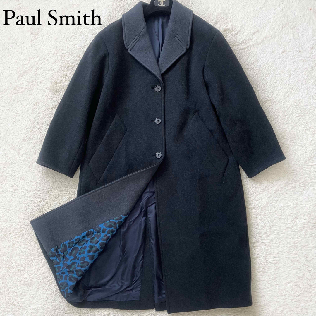 Paul Smith(ポールスミス)の極美品　ポールスミス　バイカラーチェスターコート　ヒョウ柄 レディースのジャケット/アウター(チェスターコート)の商品写真