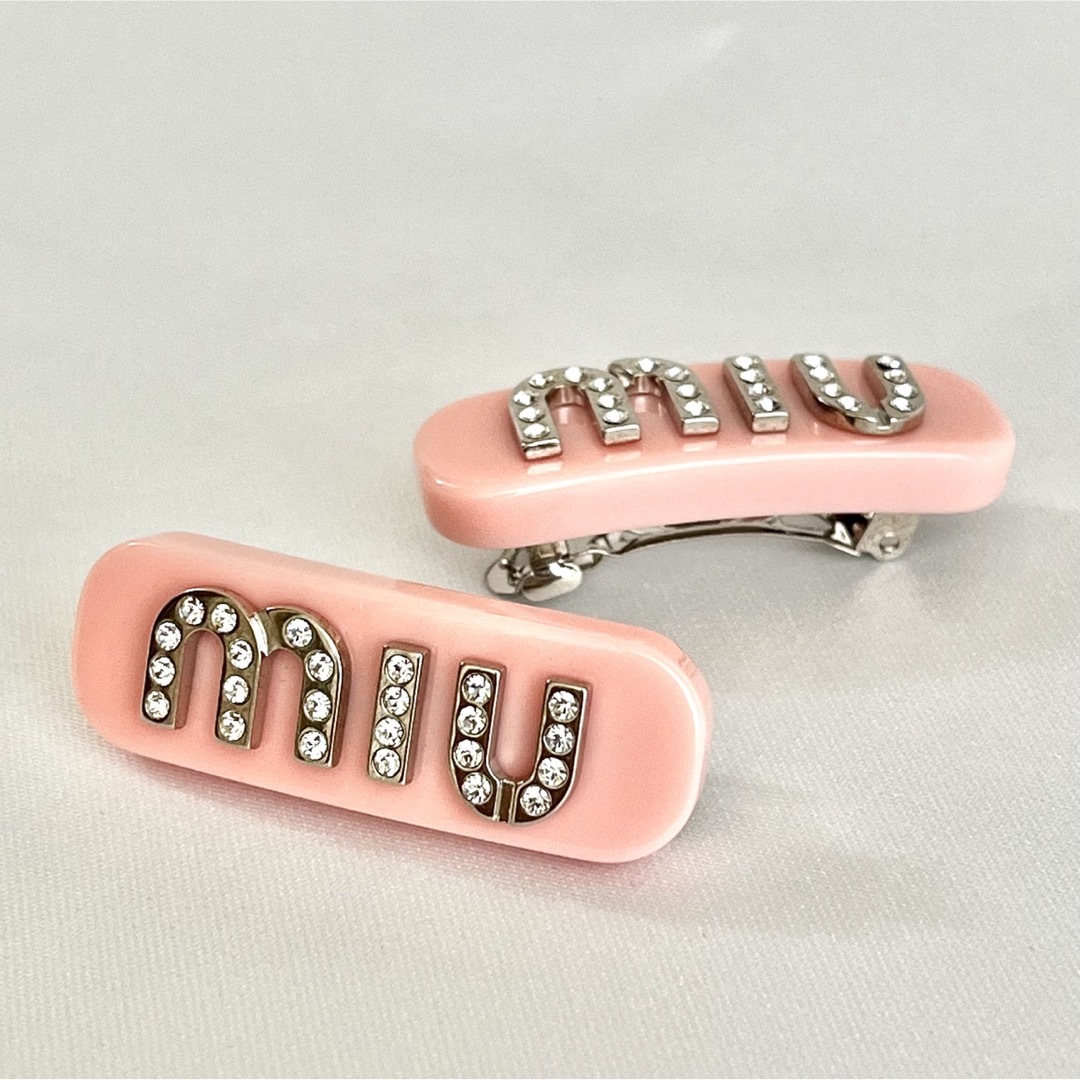 極美品✨MIUMIU ヘアクリップ バレッタ クリスタル ロゴ 希少品 正規品 5