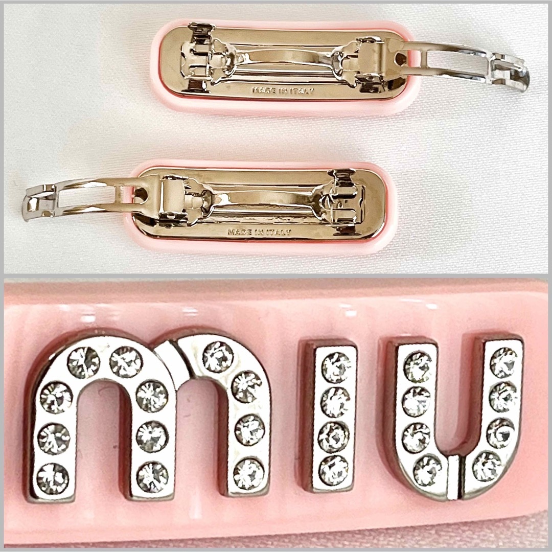 極美品✨MIUMIU ヘアクリップ バレッタ クリスタル ロゴ 希少品 正規品 8