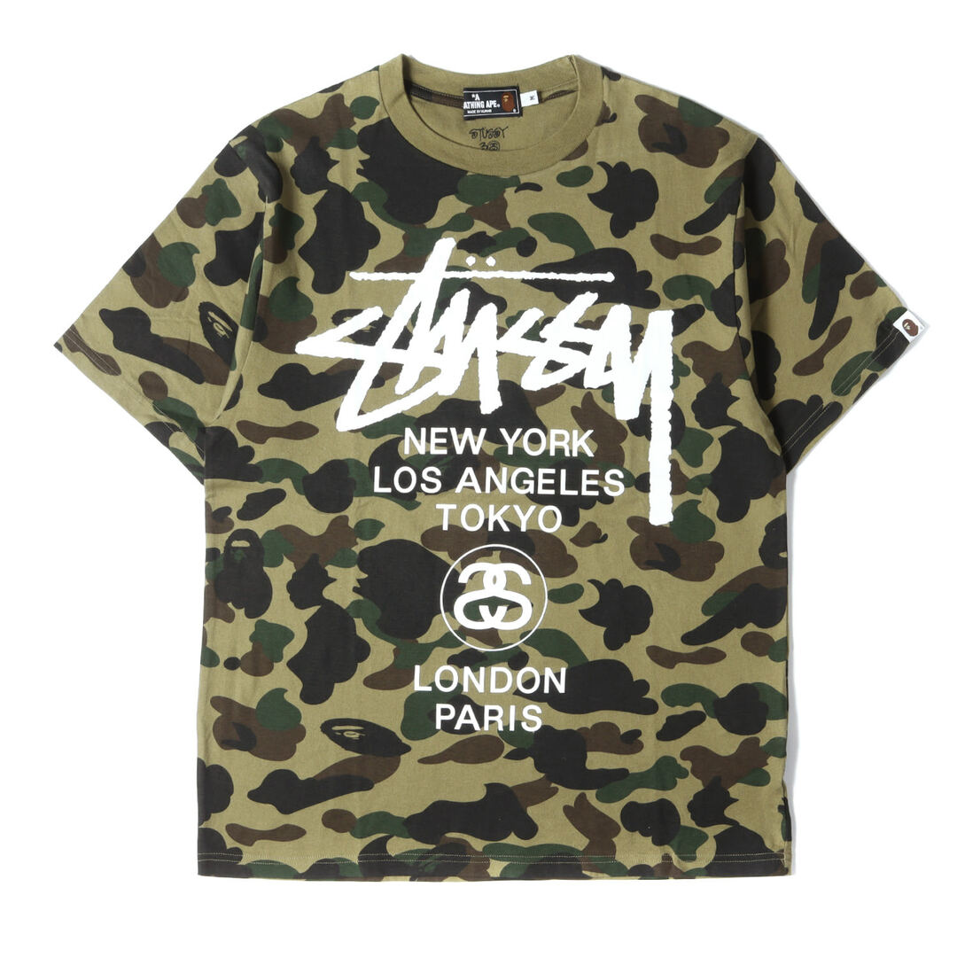 【Lサイズ　30周年】A BATHING APE ×STUSSY 　美品Tシャツ