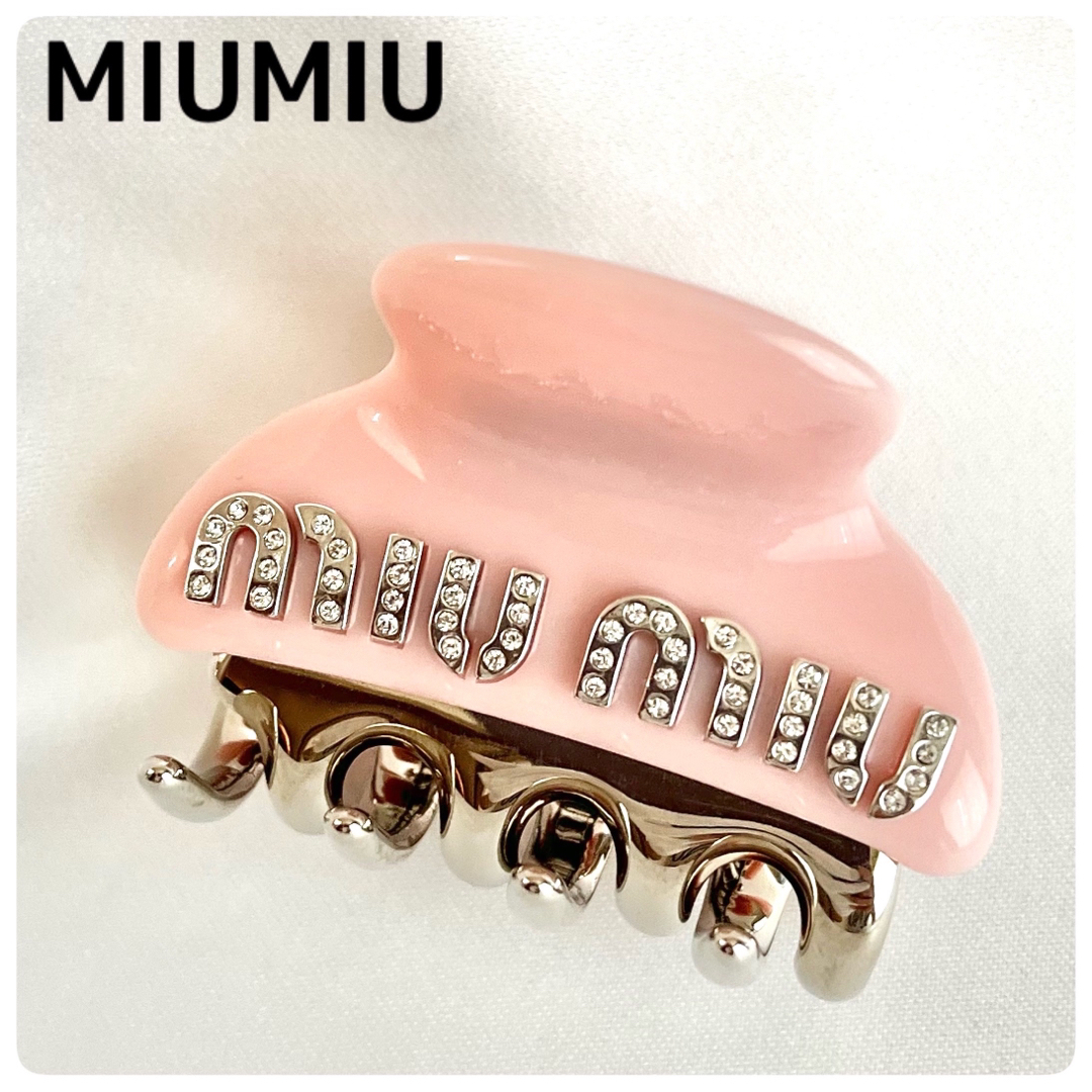 【極美品】miumiu ♡パール ロゴ ヘアピン リジット ビジュー