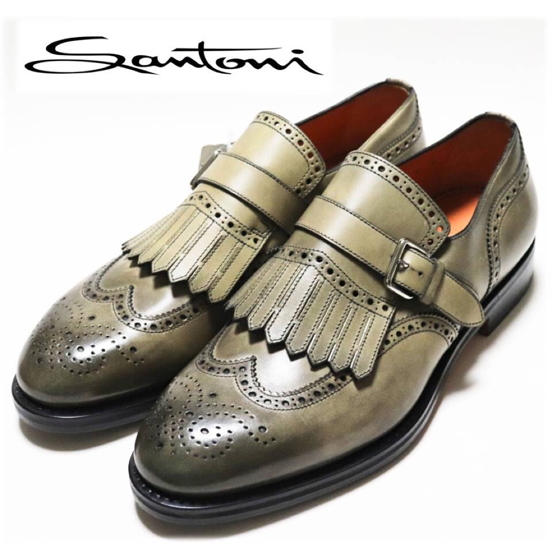 Santoni - 《サントーニ》箱付新品 本革 メダリオンウイングチップ