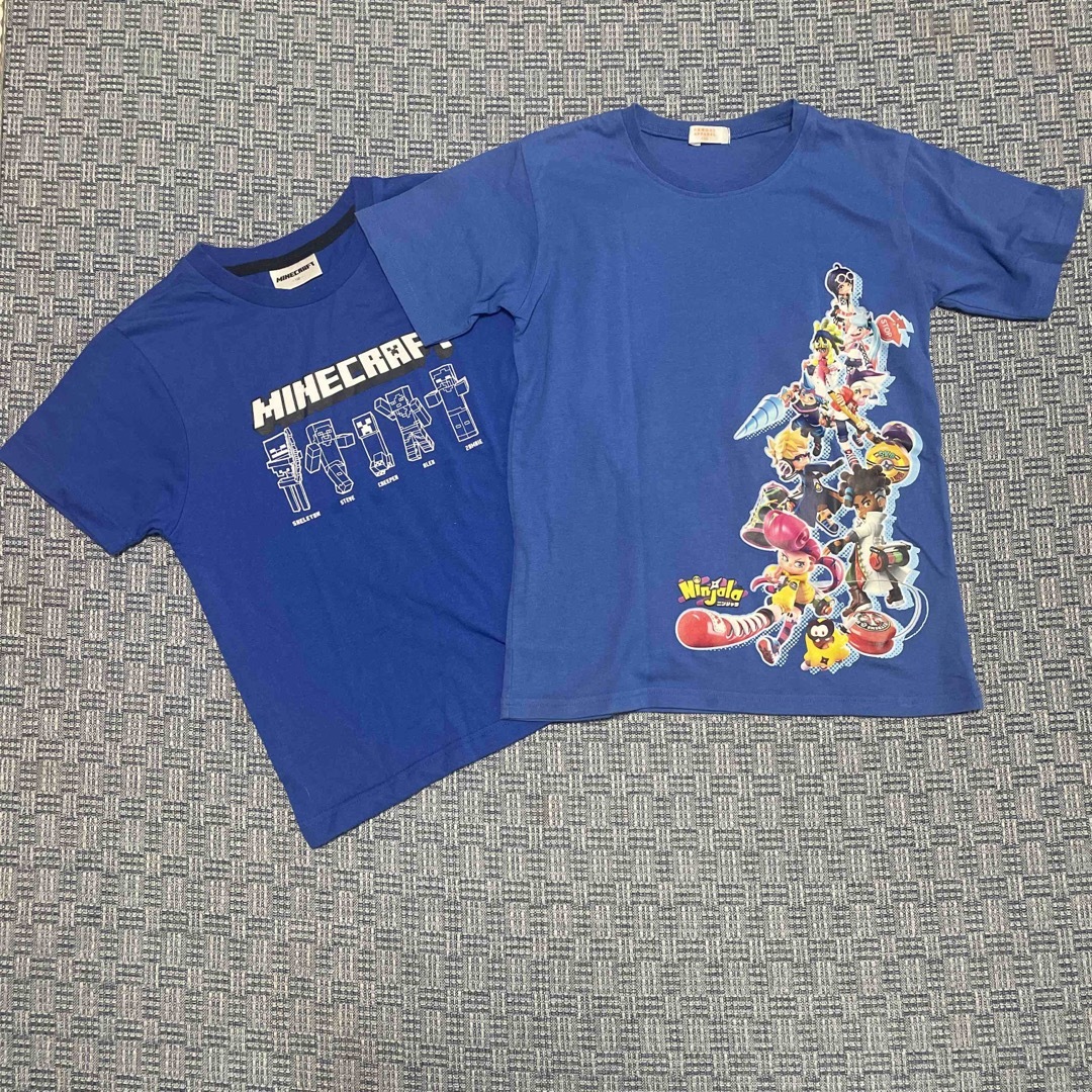 BANDAI(バンダイ)のTシャツ　2枚　マインクラフト　ニンジャラ　150 青　ブルー　半袖　まとめ売り キッズ/ベビー/マタニティのキッズ服男の子用(90cm~)(Tシャツ/カットソー)の商品写真