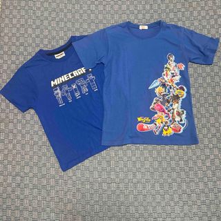 バンダイ(BANDAI)のTシャツ　2枚　マインクラフト　ニンジャラ　150 青　ブルー　半袖　まとめ売り(Tシャツ/カットソー)