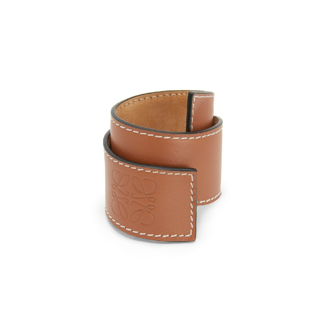 LOEWE ロエベ スラップ ブレスレット ロゴ 型押し バングル キャメル