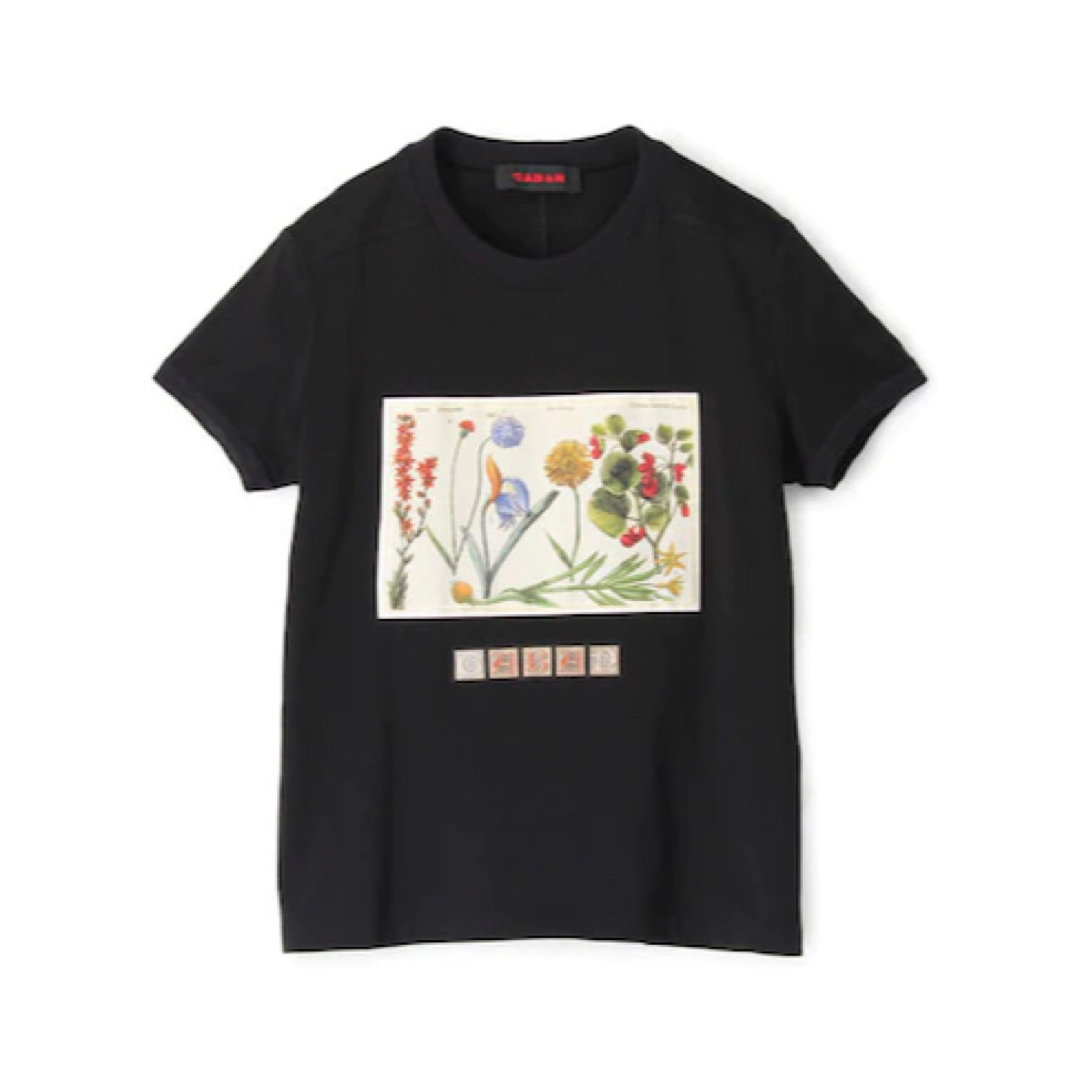 CABaN スビンコットン パレルモフラワープリントTシャツ ブラック