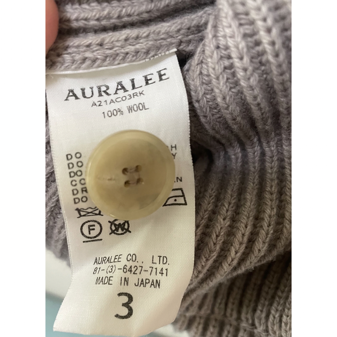 21AW AURALEE  リブニットカーディガン Gray Beige 3