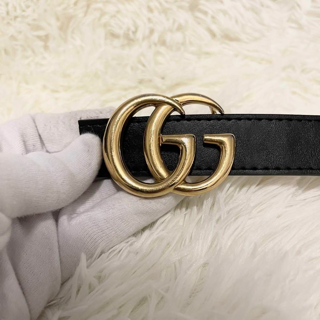 Gucci(グッチ)の【美品】グッチ マーモント ベルト 金具 レザー GG 男女兼用可能 レディースのファッション小物(ベルト)の商品写真