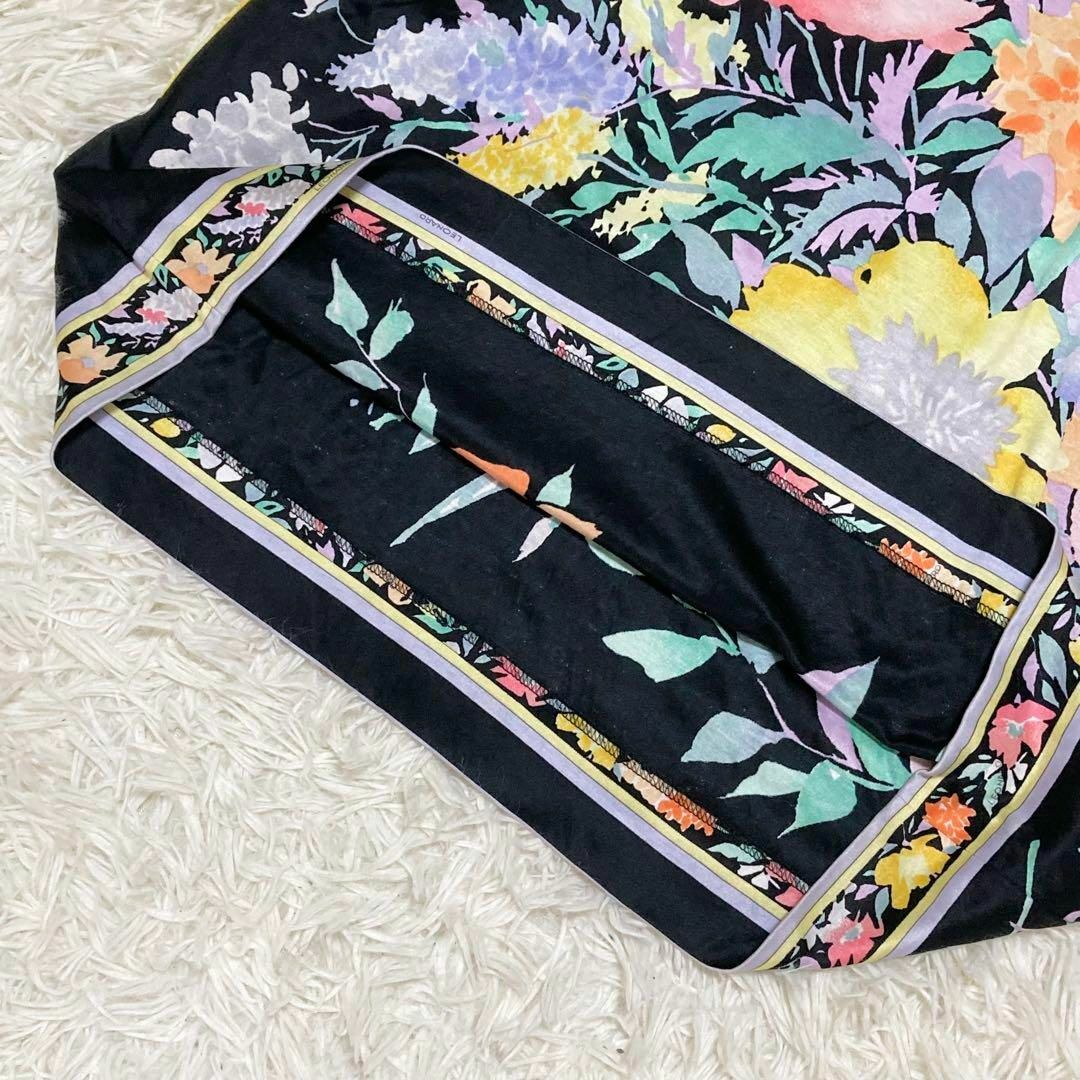 美品 レオナール ロングワンピース 花柄 トリム Mサイズ-