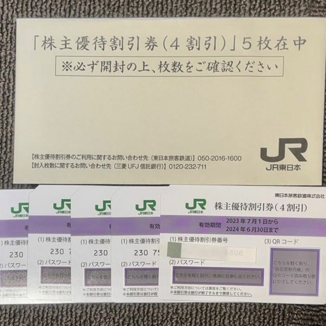 JR東日本　株主優待割引券 5枚