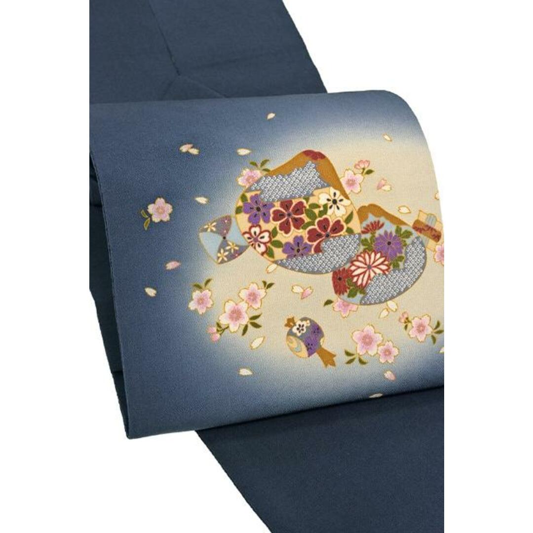 着物だいやす 559□名古屋帯□縮緬 染め帯 貝合わせ 青墨色【正絹