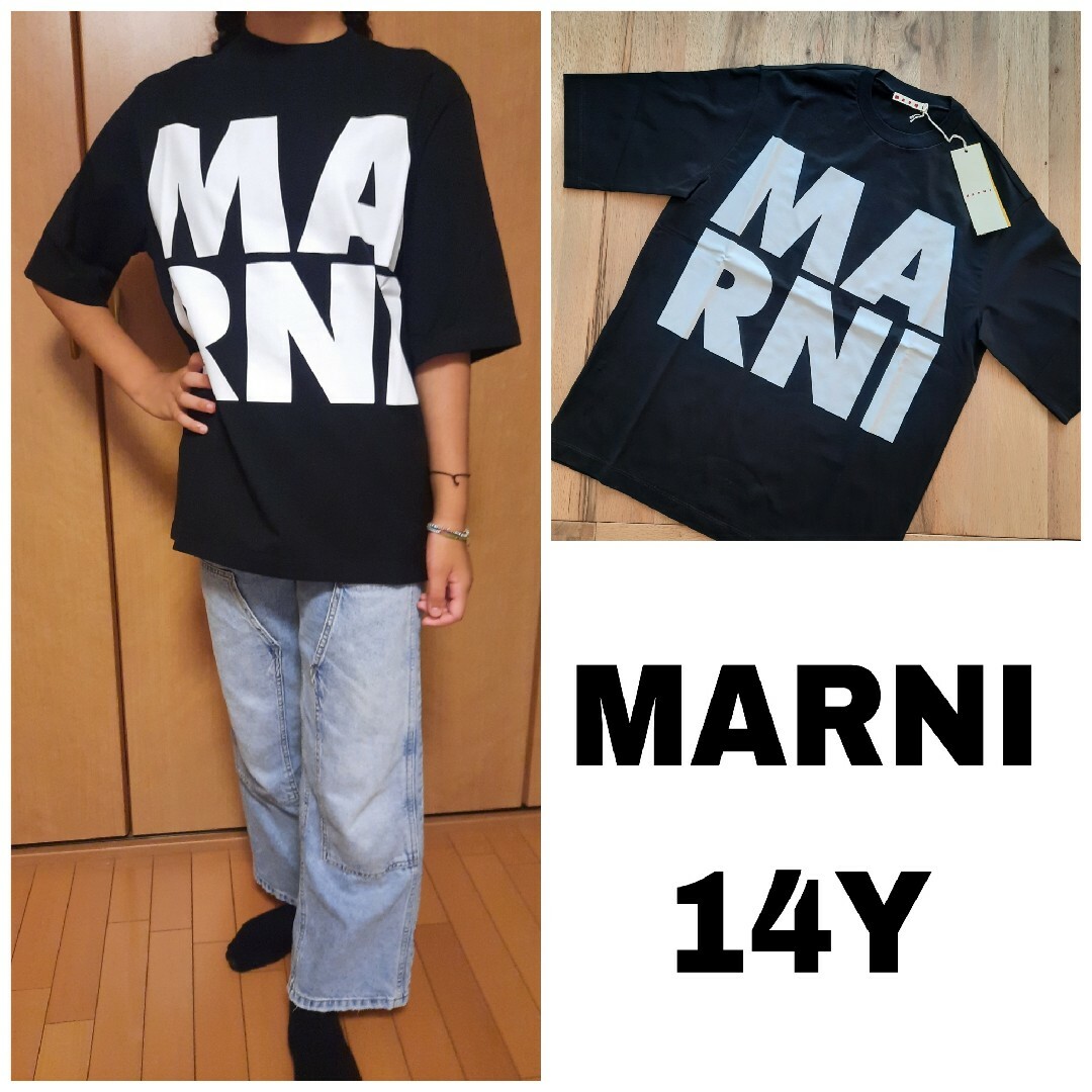 ⭐新品/大人気　MARNI  ビッグロゴ Tシャツ　ブラック 14Y/Mサイズ