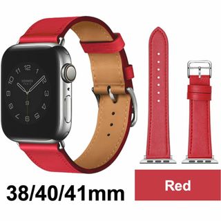 Apple Watch バンド 合皮 38/40/41mm　レッド(腕時計)