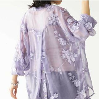 アンティカ(antiqua)のまるぞう様専用★美品★antiqua楊柳シアーシャツ★パープル★即購入OK‼(シャツ/ブラウス(長袖/七分))