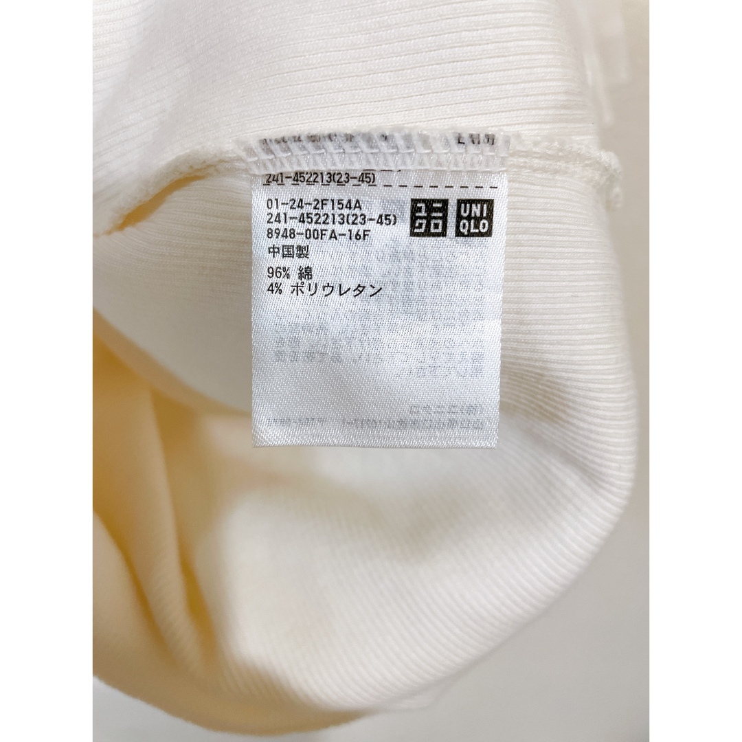 UNIQLO - 【assam様専用】ユニクロ リブクルーネックT 白 Lサイズの