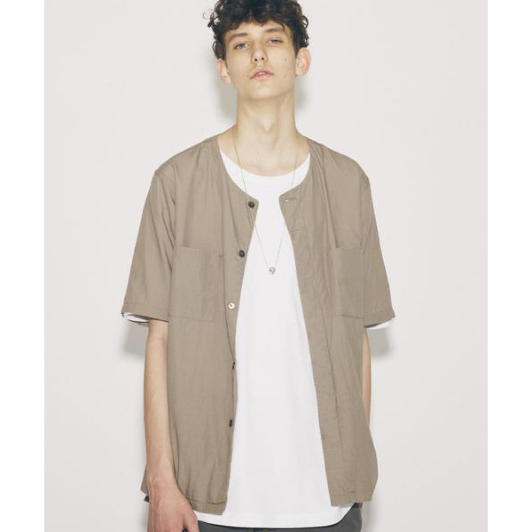 MONKEY TIME（UNITED ARROWS）(モンキータイム)の定価13200円 モンキータイム リヨセルブロードノーカラーハーフスリーブシャツ メンズのトップス(シャツ)の商品写真