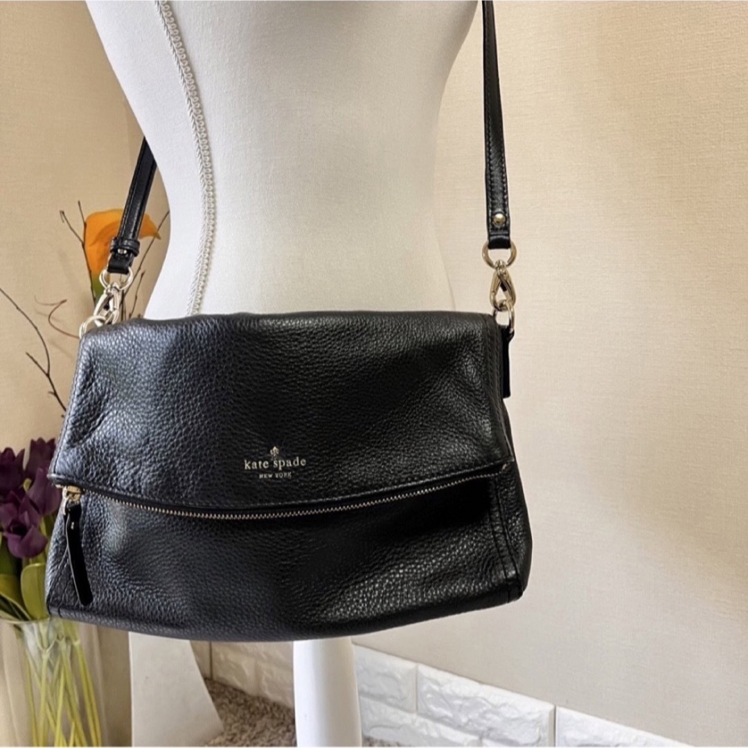 極美品!Kate Spade ケイトスペード 牛革 ショルダー バッグ 黒
