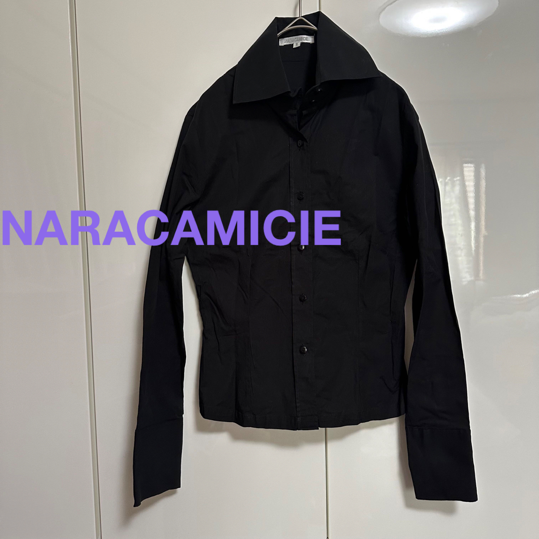 NARACAMICIE(ナラカミーチェ)の美品　ナラカミーチェ　NARACAMICIE 長袖シャツ　ブラック　黒　コットン レディースのトップス(シャツ/ブラウス(長袖/七分))の商品写真