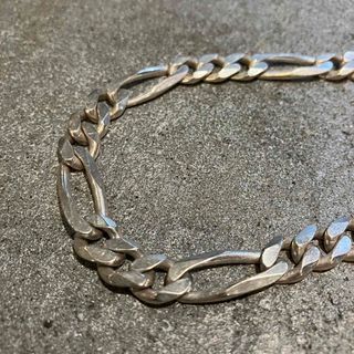 イタリア製 ヴィンテージ シルバー925フィガロチェーンブレスレットの