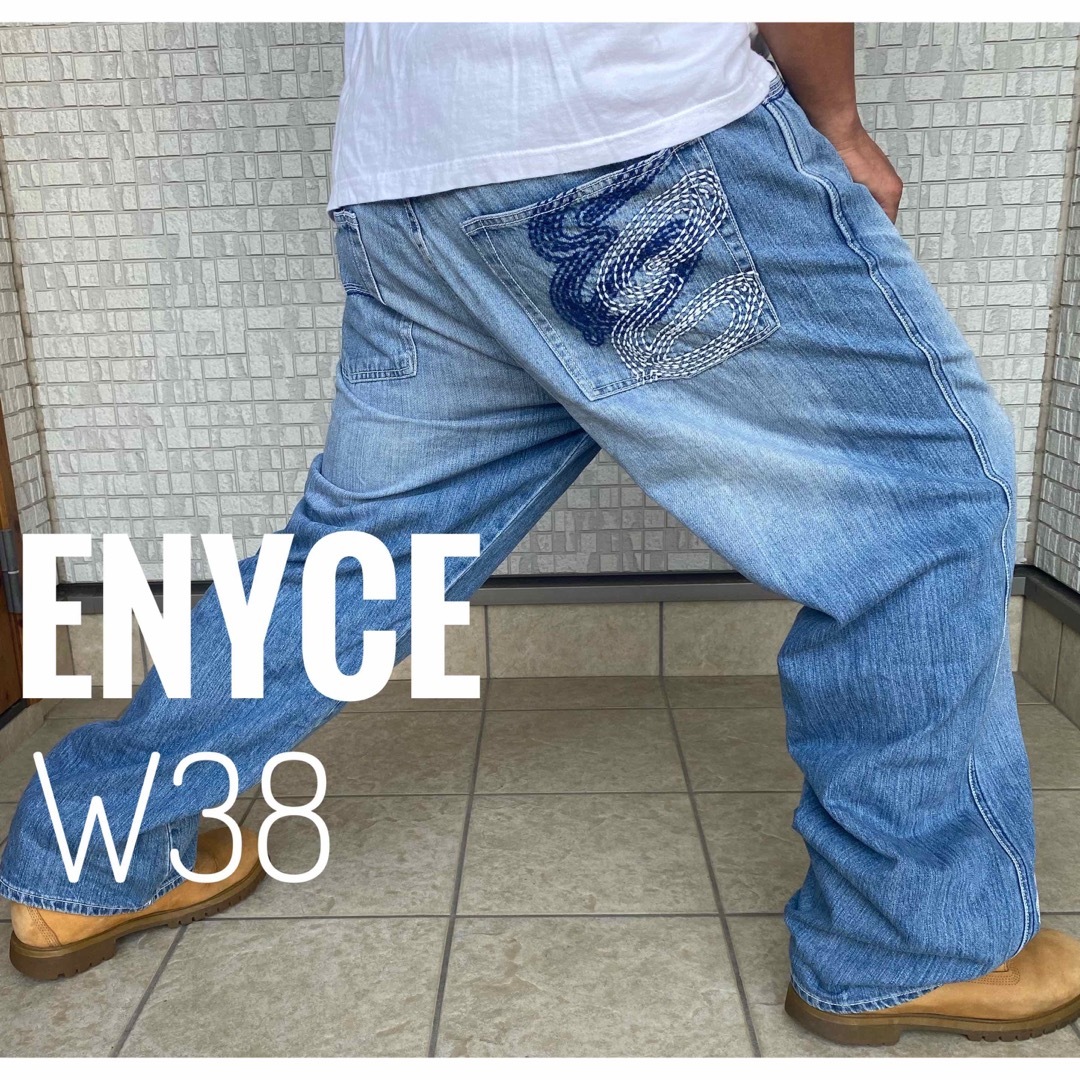 ENYCE(エニーチェ)のENYCE 刺繍 ジーンズ デニム B系 極太 ワイドパンツ オーバーサイズ メンズのパンツ(デニム/ジーンズ)の商品写真